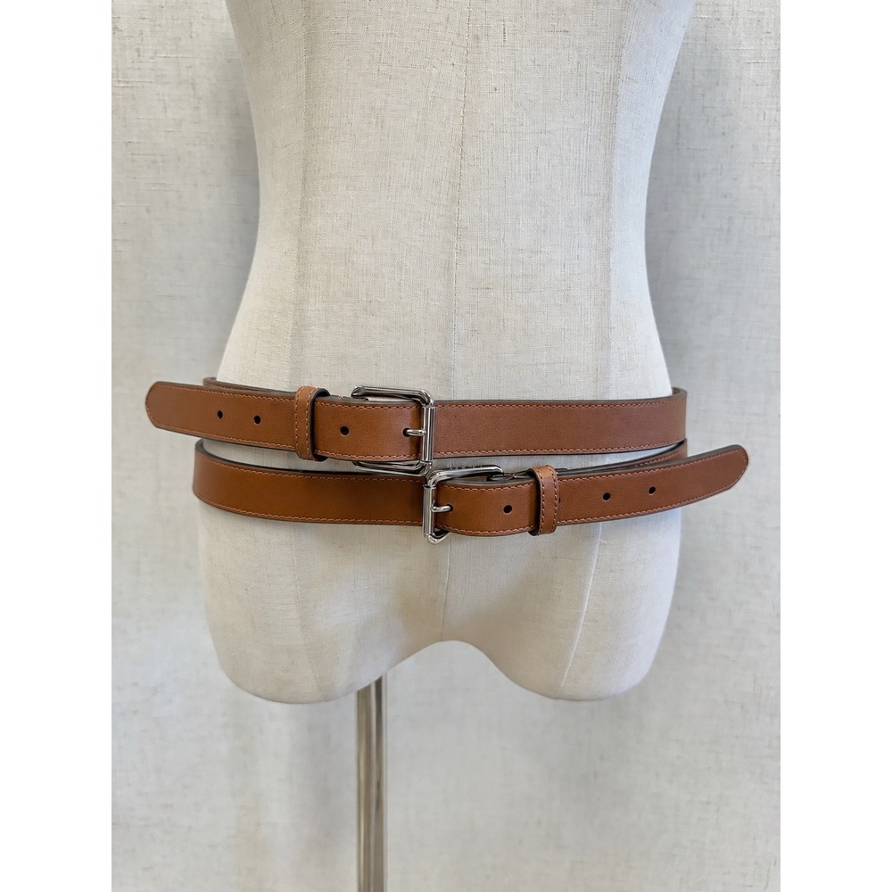 Lauren Ralph Lauren Leather Solid Brown Double Wrap Stacked Belt Size XL New NWT